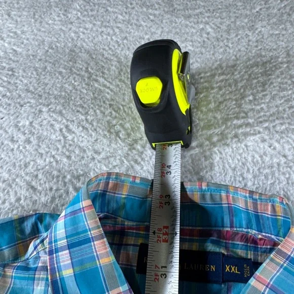 Ralph Lauren Classic Fit Long Sleeve Dress Shirt Blue Pink Check XXL Men's Pony - Picture 5 of 9